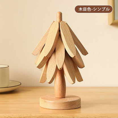 鍋敷き 断熱 クリスマスツリー 可愛い クリスマス ツリー 卓上 鍋しき 木製 インテリア 北欧 ナチュラル おしゃれ 置物 テーブル飾り 木製オブジェ クリスマス飾り クリスマスギフト クリスマスプレゼント - RabbPig