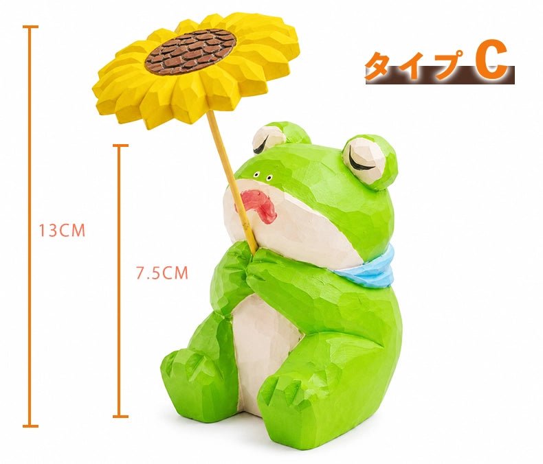 ミニチュア ひまわり 木製 可愛い 手作り 木彫り 動物 置物 癒し 厄除け 祈願 開運 オブジェ 小さい 玄関 風水 引越し祝い 贈り物 プレゼント 縁起物 木製雑貨 - RabbPig