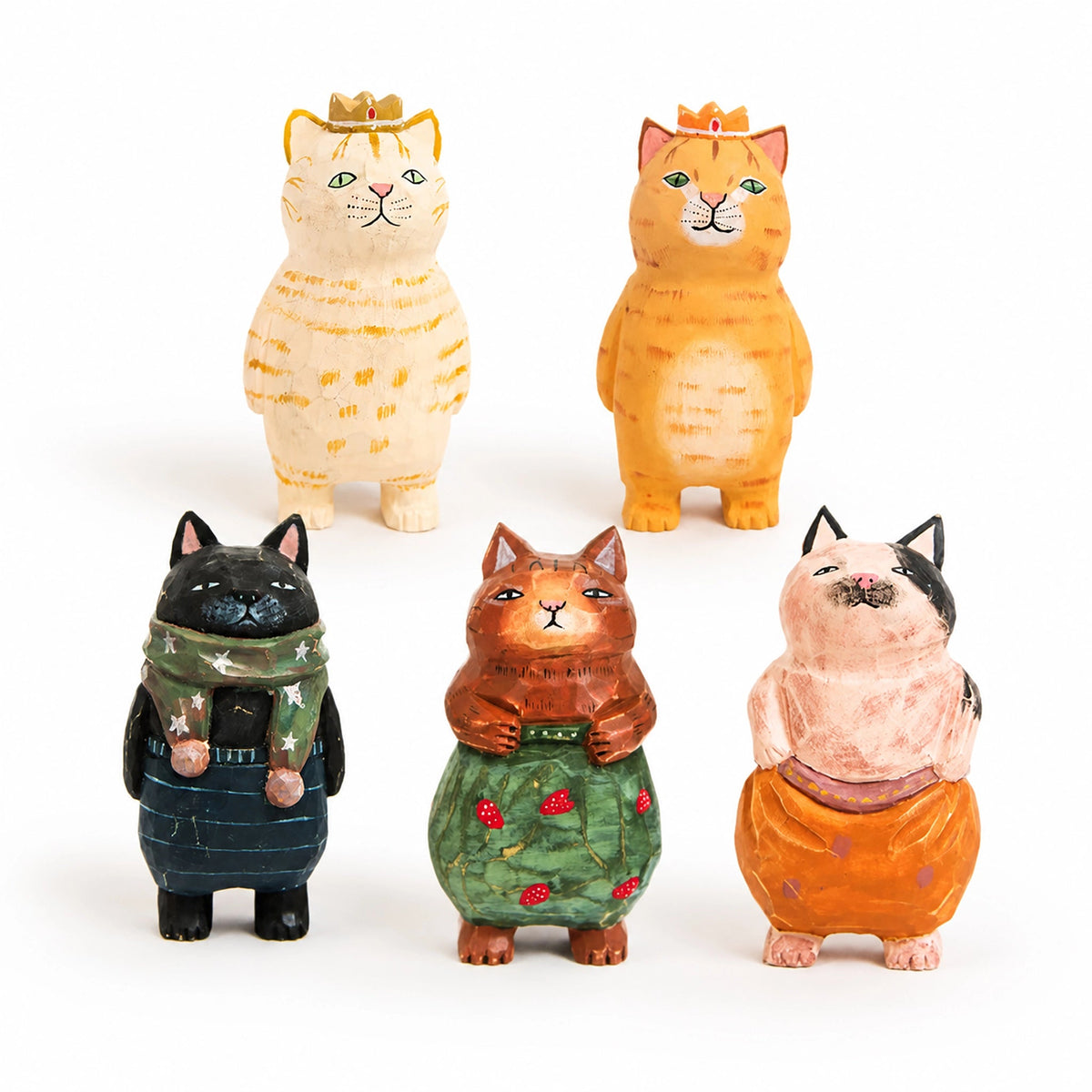ミニチュア のんびり顔の猫 木製 可愛い 手作り 木彫り 猫グッズ 置物 癒し 厄除け 開運 オブジェ 小さい 玄関 風水 引越し祝い 贈り物 プレゼント 幸運 木製雑貨 - RabbPig