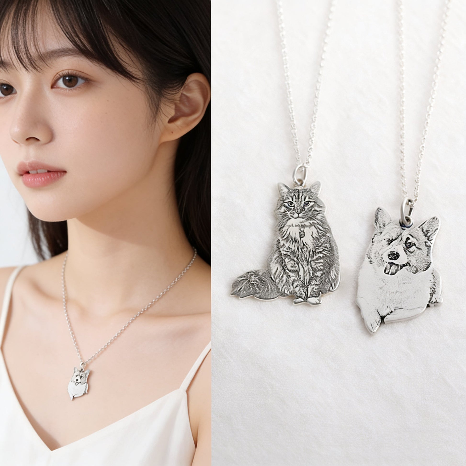 【写真刻印 名入れ】ネックレス ステンレス ペンダント 金属アレルギー対応 写真 全身刻印 レディース オーダーメイド オリジナル ペット プレゼント ギフト ペット供養 思い出 オーダー オリジナルグッズ メモリアルグッズ - RabbPig