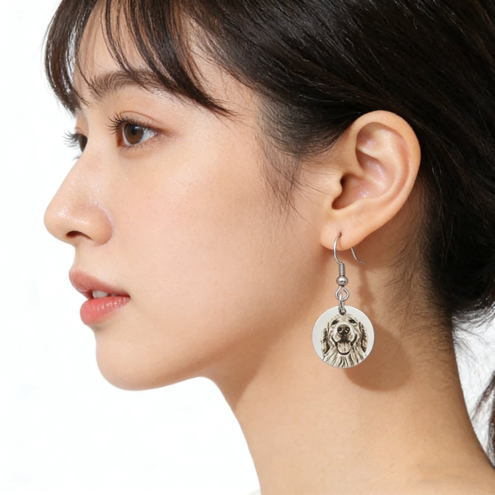 【写真刻印 名入れ】ピアス ステンレス 金属アレルギー対応 フープピアス 写真 レディース ペンダント オーダーメイド オリジナル ペット プレゼント ギフト ペット供養 思い出 オーダー オリジナルグッズ メモリアルグッズ - RabbPig