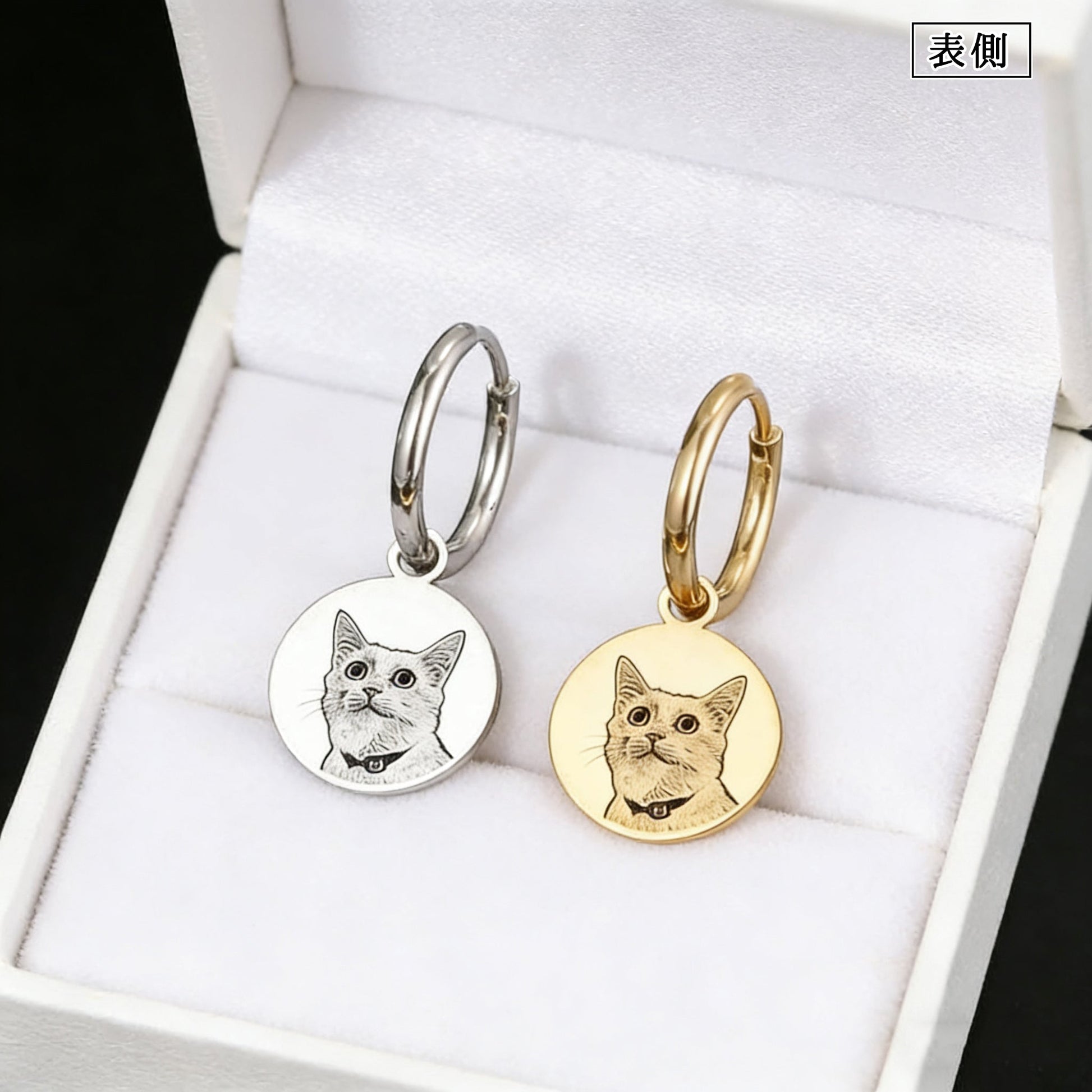 【写真刻印 名入れ】ピアス フープピアス ステンレス 金属アレルギー対応 写真 レディース ペンダント オーダーメイド オリジナル ペット プレゼント ギフト ペット供養 思い出 オーダー オリジナルグッズ メモリアルグッズ - RabbPig