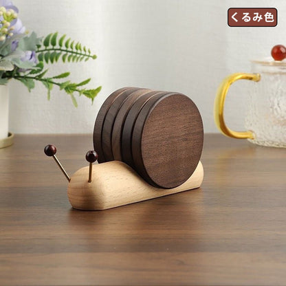 木製コースター カタツムリ型 可愛い 木製 断熱 コースター インテリア 北欧 ナチュラル おしゃれ 置物 テーブル飾り 木製オブジェ - RabbPig