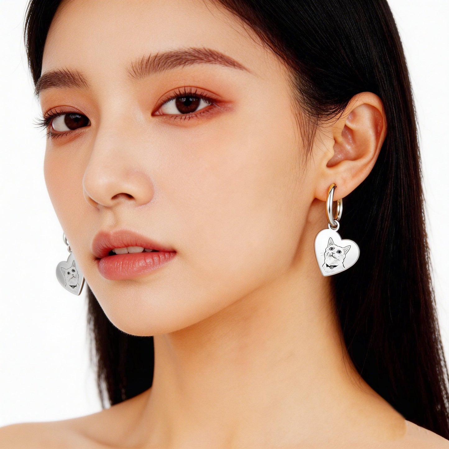 【写真刻印 名入れ】ピアス フープピアス ステンレス 金属アレルギー対応 写真 レディース ペンダント オーダーメイド オリジナル ペット プレゼント ギフト ペット供養 思い出 オーダー オリジナルグッズ メモリアルグッズ - RabbPig