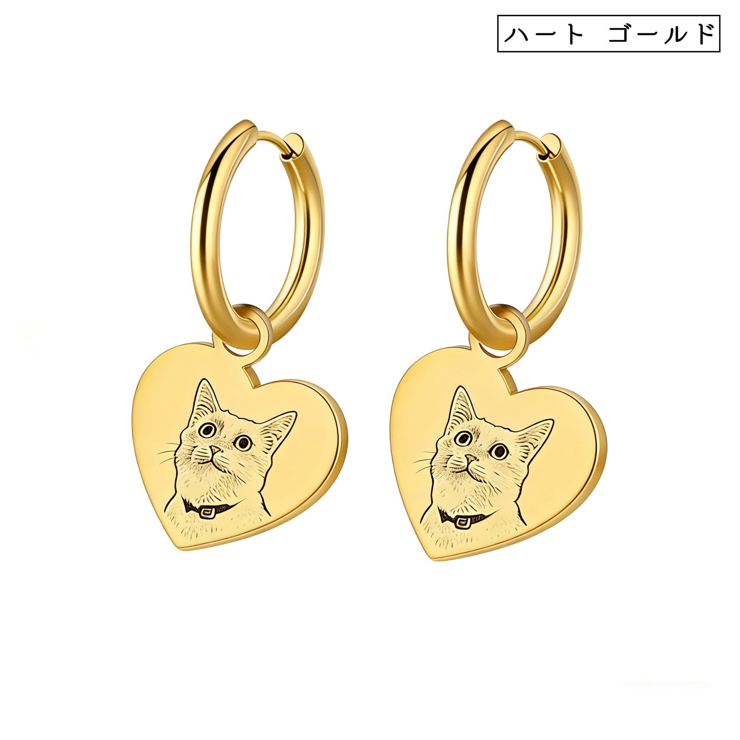 【写真刻印 名入れ】ピアス フープピアス ステンレス 金属アレルギー対応 写真 レディース ペンダント オーダーメイド オリジナル ペット プレゼント ギフト ペット供養 思い出 オーダー オリジナルグッズ メモリアルグッズ - RabbPig