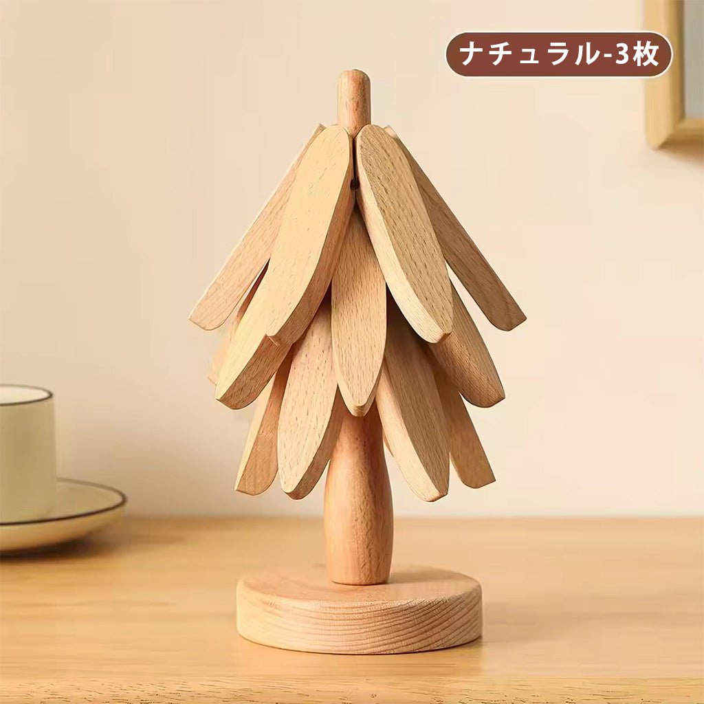 鍋敷き ツリー型 木製 断熱 コースター 可愛い 卓上 鍋しき インテリア 北欧 ナチュラル おしゃれ 置物 テーブル飾り 木製オブジェ - RabbPig