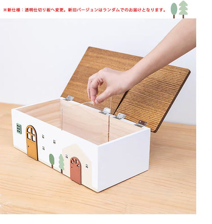 マスク 収納ケース 卓上 収納 玄関収納 可愛い 収納ボックス キーフック 鍵かけ 木製 ウッド 雑貨 小物置き 小物収納 飾る インテリア小物 ギフト プレゼント - RabbPig