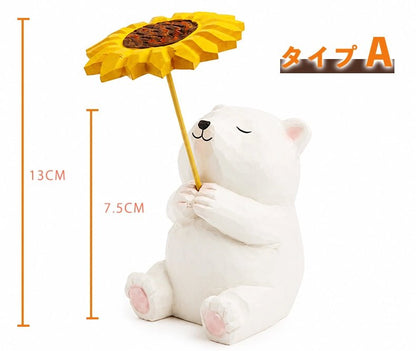 ミニチュア ひまわり 木製 可愛い 手作り 木彫り 動物 置物 癒し 厄除け 祈願 開運 オブジェ 小さい 玄関 風水 引越し祝い 贈り物 プレゼント 縁起物 木製雑貨 - RabbPig