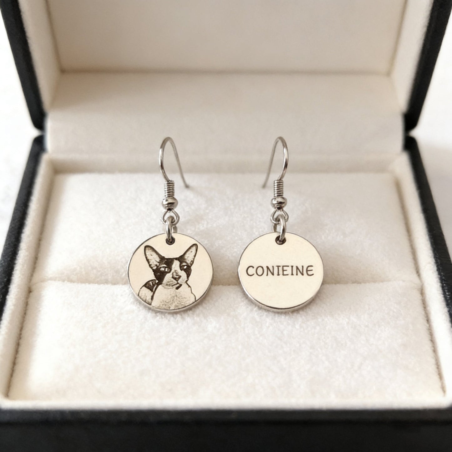 【写真刻印 名入れ】ピアス ステンレス 金属アレルギー対応 フープピアス 写真 レディース ペンダント オーダーメイド オリジナル ペット プレゼント ギフト ペット供養 思い出 オーダー オリジナルグッズ メモリアルグッズ - RabbPig