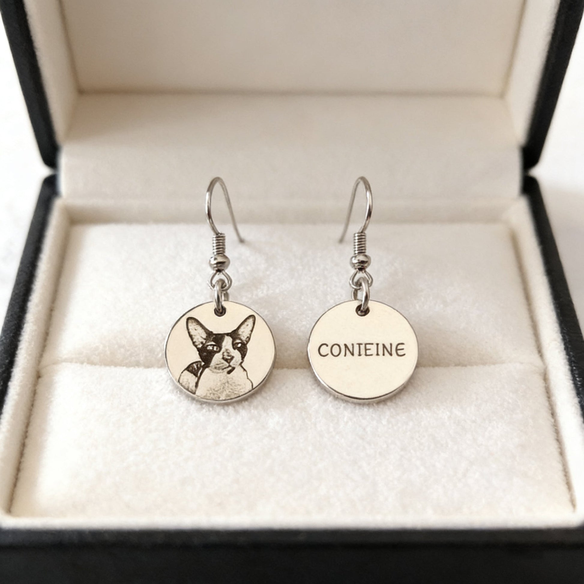 【写真刻印 名入れ】ピアス ステンレス 金属アレルギー対応 フープピアス 写真 レディース ペンダント オーダーメイド オリジナル ペット プレゼント ギフト ペット供養 思い出 オーダー オリジナルグッズ メモリアルグッズ - RabbPig