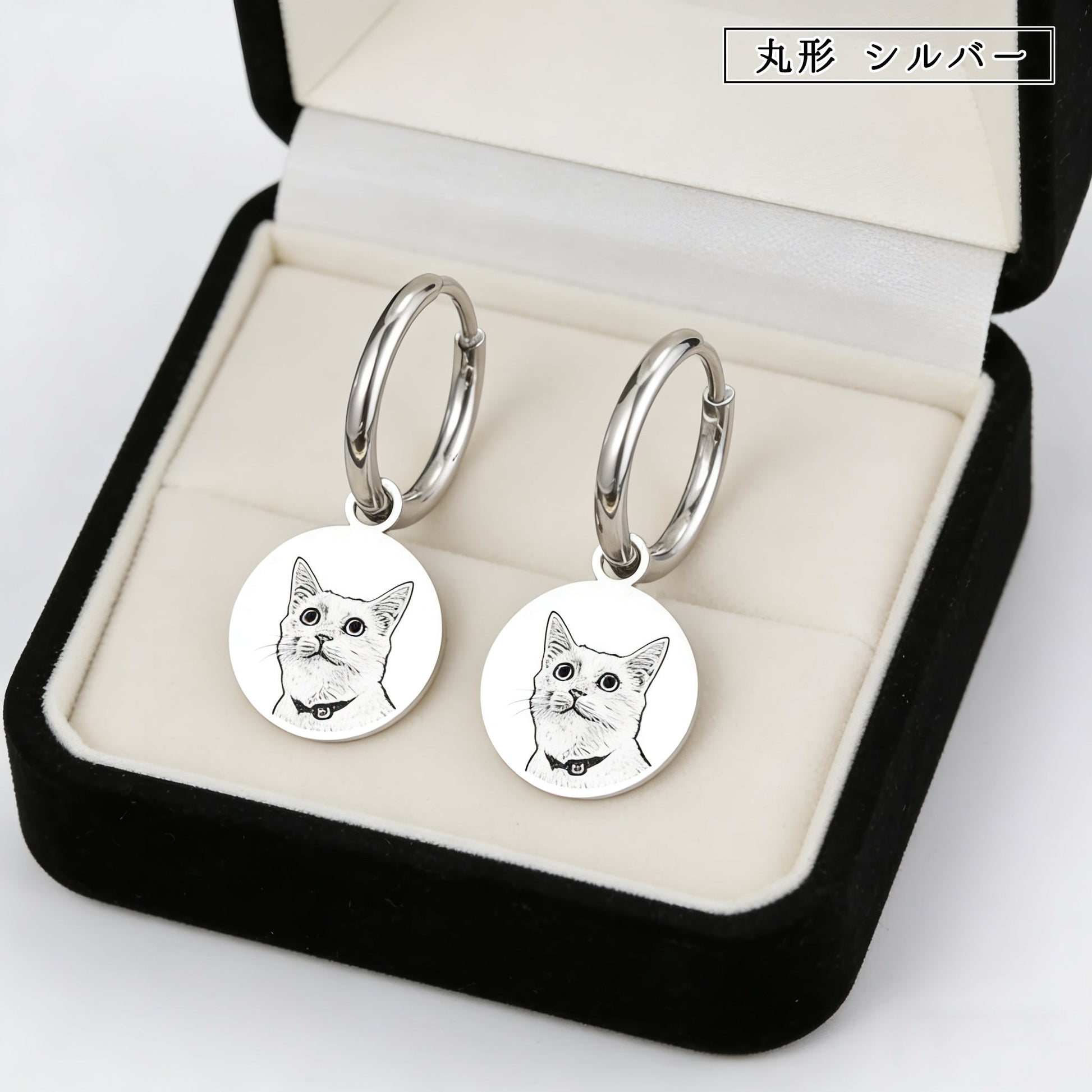【写真刻印 名入れ】ピアス フープピアス ステンレス 金属アレルギー対応 写真 レディース ペンダント オーダーメイド オリジナル ペット プレゼント ギフト ペット供養 思い出 オーダー オリジナルグッズ メモリアルグッズ - RabbPig