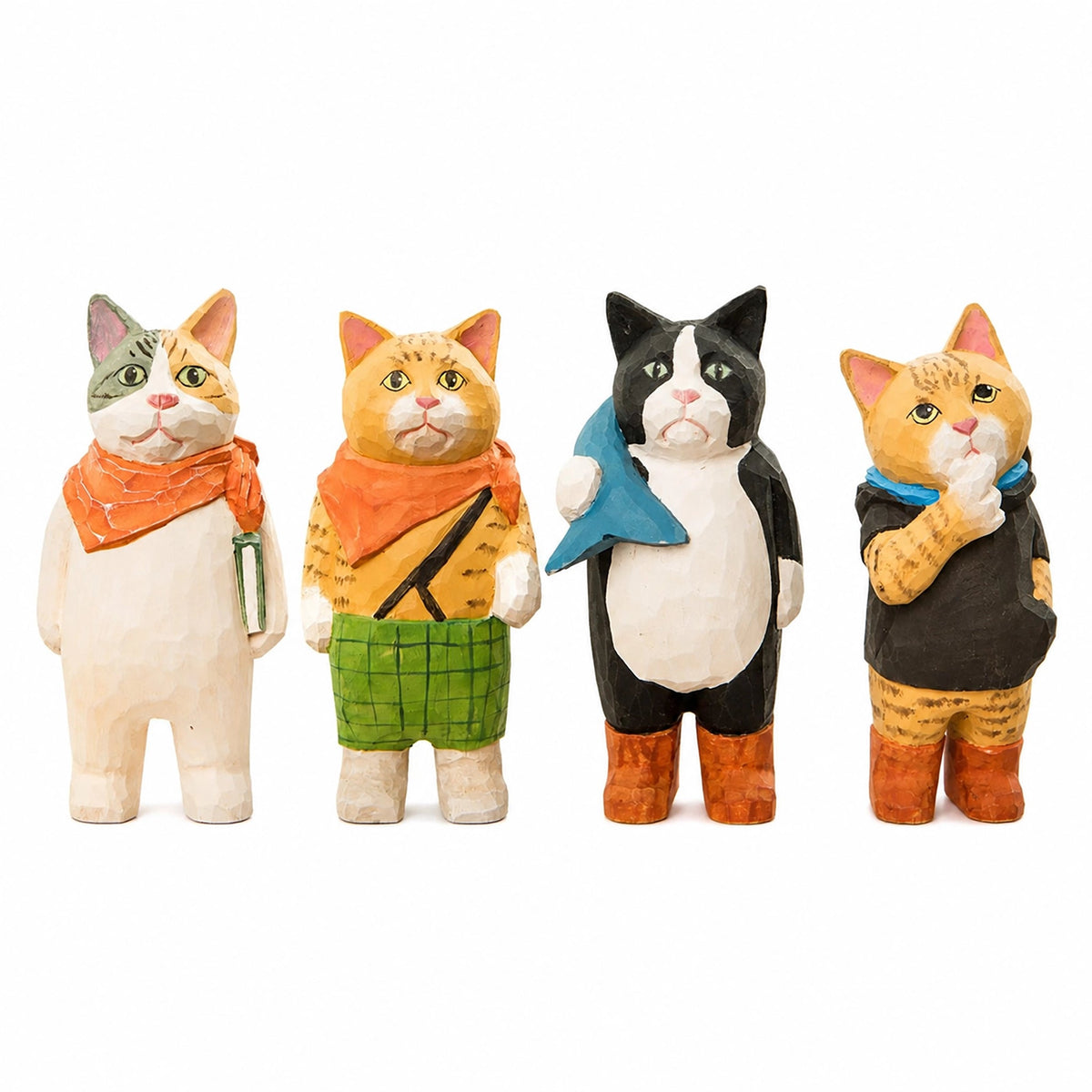 ミニチュア かっこいい猫 木製 可愛い 手作り 木彫り 猫グッズ 置物 癒し 厄除け 開運 オブジェ 小さい 玄関 風水 引越し祝い 贈り物 プレゼント 幸運 木製雑貨 - RabbPig