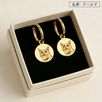 【写真刻印 名入れ】ピアス フープピアス ステンレス 金属アレルギー対応 写真 レディース ペンダント オーダーメイド オリジナル ペット プレゼント ギフト ペット供養 思い出 オーダー オリジナルグッズ メモリアルグッズ - RabbPig