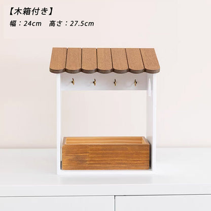 【卓上・壁掛け】小物収納 玄関収納 可愛い マスク収納ケース 収納ボックス キーフック キースタンド 鍵スタンド 鍵かけ 木製 ウッド 雑貨 小物置き 卓上 壁掛け 両用 収納 飾る インテリア小物 ギフト プレゼント - RabbPig