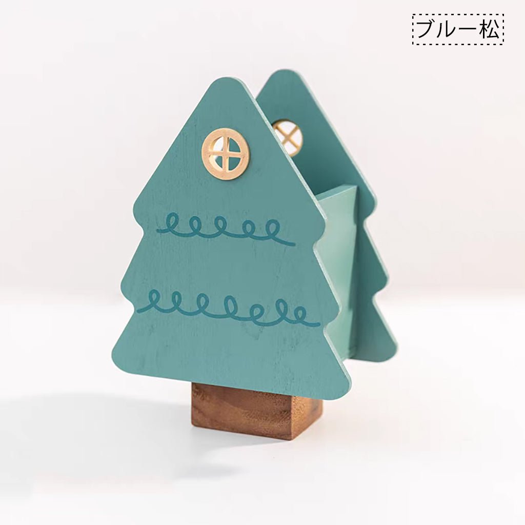 ペンスタンド ペン立て 木製 クリスマスツリー ミニ 天然木 かわいい スタイリッシュ 鉛筆立て リモコンスタンド メガネスタンド 卓上 机上 収納 小物入れ クリスマスプレゼント クリスマスギフト - RabbPig