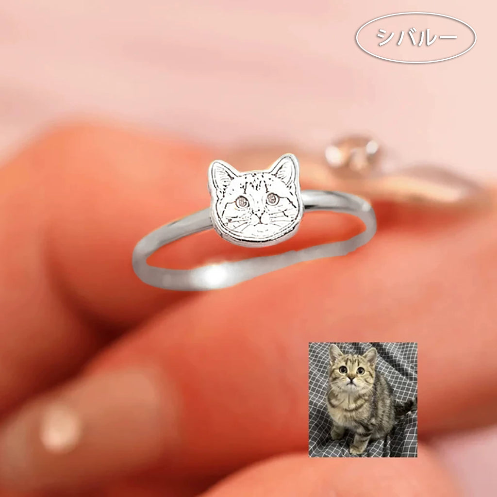 家族の一員だった愛犬・愛猫の画像をオーダーメイド刻印するメモリアルリング。温もりを感じる仕上げで、ずっと側にいるような安心感を。