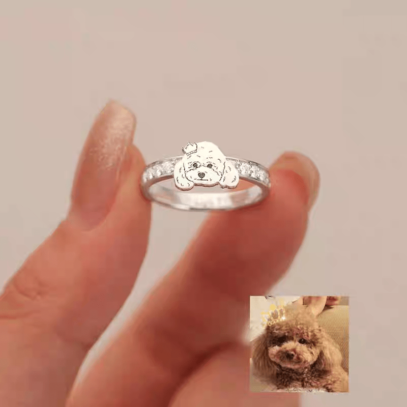【写真刻印 名入れ】指輪 スターリングシルバー S925 シルバー リング オーダーメイド リング オーダー オリジナル ペット 彼女 プレゼント ギフト シンプル ペット供養 思い出 オリジナルグッズ メモリアルグッズ - RabbPig