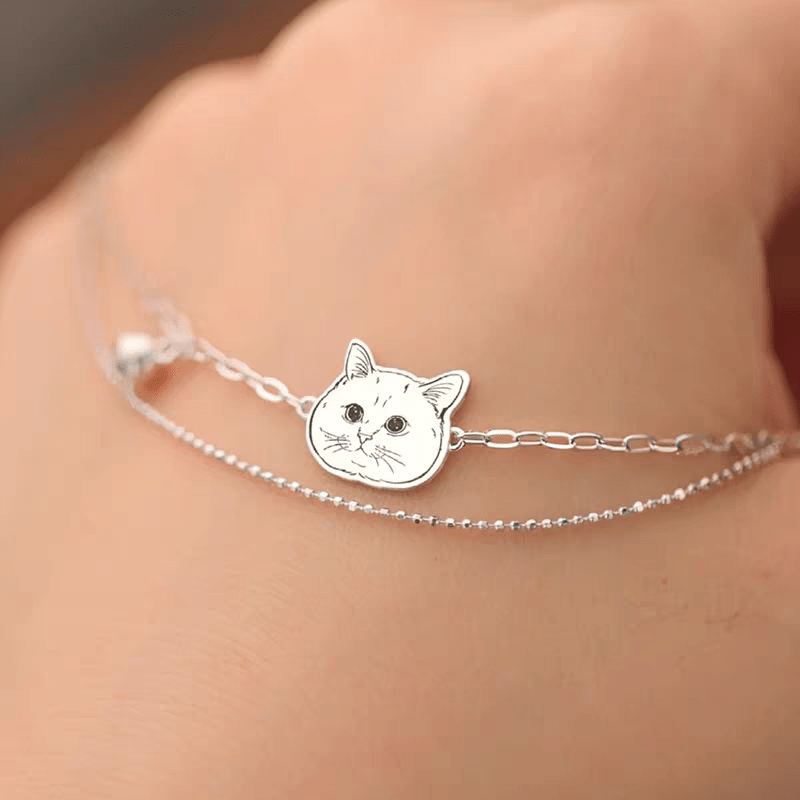 【写真刻印 名入れ】ブレスレット S925 チャーム シルバー シルバー925 金属アレルギー対応 レディース オーダーメイド オリジナル ペット プレゼント ギフト ペット供養 思い出 オーダー オリジナルグッズ メモリアルグッズ - RabbPig