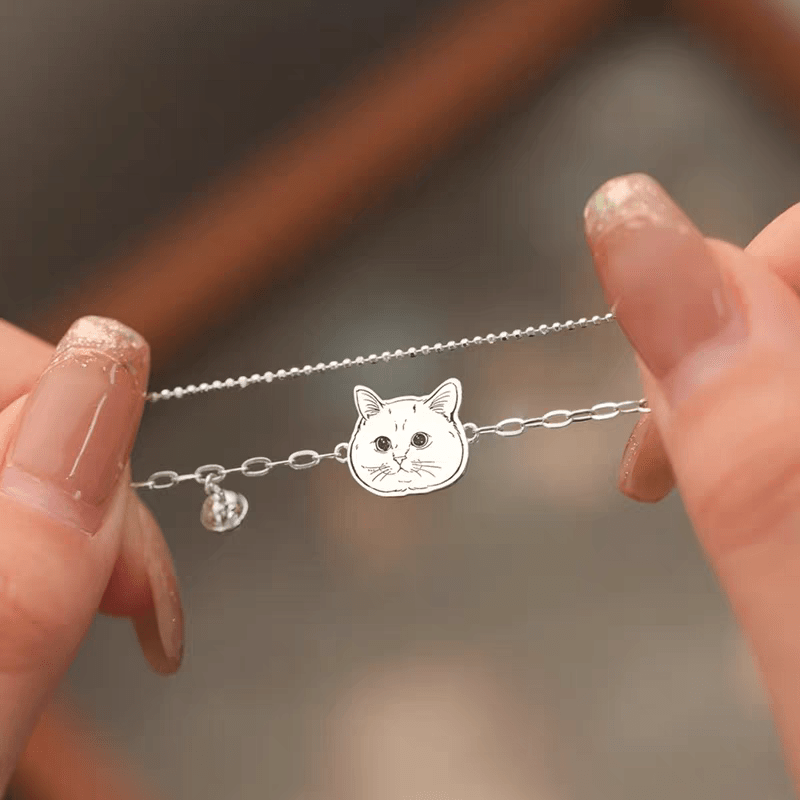 【写真刻印 名入れ】ブレスレット S925 チャーム シルバー シルバー925 金属アレルギー対応 レディース オーダーメイド オリジナル ペット プレゼント ギフト ペット供養 思い出 オーダー オリジナルグッズ メモリアルグッズ - RabbPig