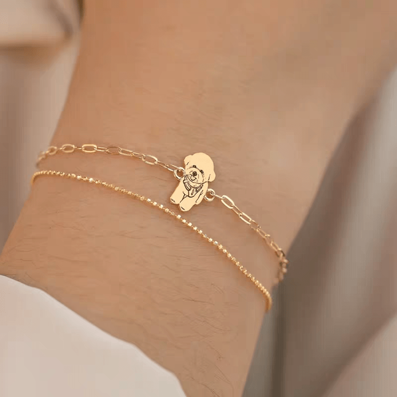 【写真刻印 名入れ】ブレスレット S925 チャーム シルバー シルバー925 金属アレルギー対応 レディース オーダーメイド オリジナル ペット プレゼント ギフト ペット供養 思い出 オーダー オリジナルグッズ メモリアルグッズ - RabbPig