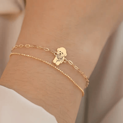 【写真刻印 名入れ】ブレスレット S925 チャーム シルバー シルバー925 金属アレルギー対応 レディース オーダーメイド オリジナル ペット プレゼント ギフト ペット供養 思い出 オーダー オリジナルグッズ メモリアルグッズ - RabbPig