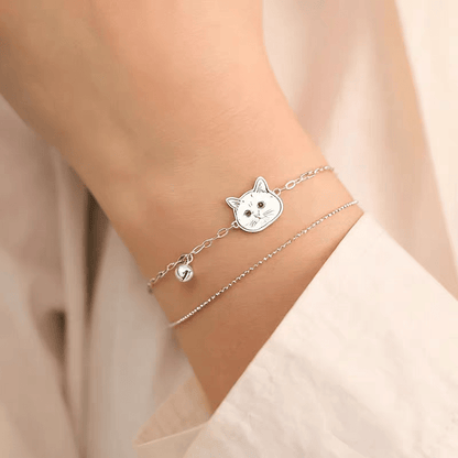 【写真刻印 名入れ】ブレスレット S925 チャーム シルバー シルバー925 金属アレルギー対応 レディース オーダーメイド オリジナル ペット プレゼント ギフト ペット供養 思い出 オーダー オリジナルグッズ メモリアルグッズ - RabbPig